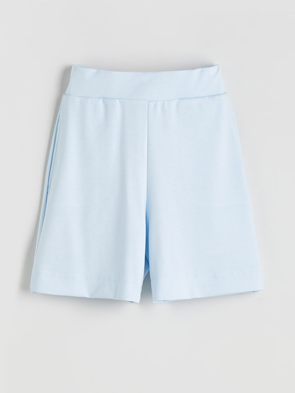 Mavi Beli Lastikli Kadın Şort-4