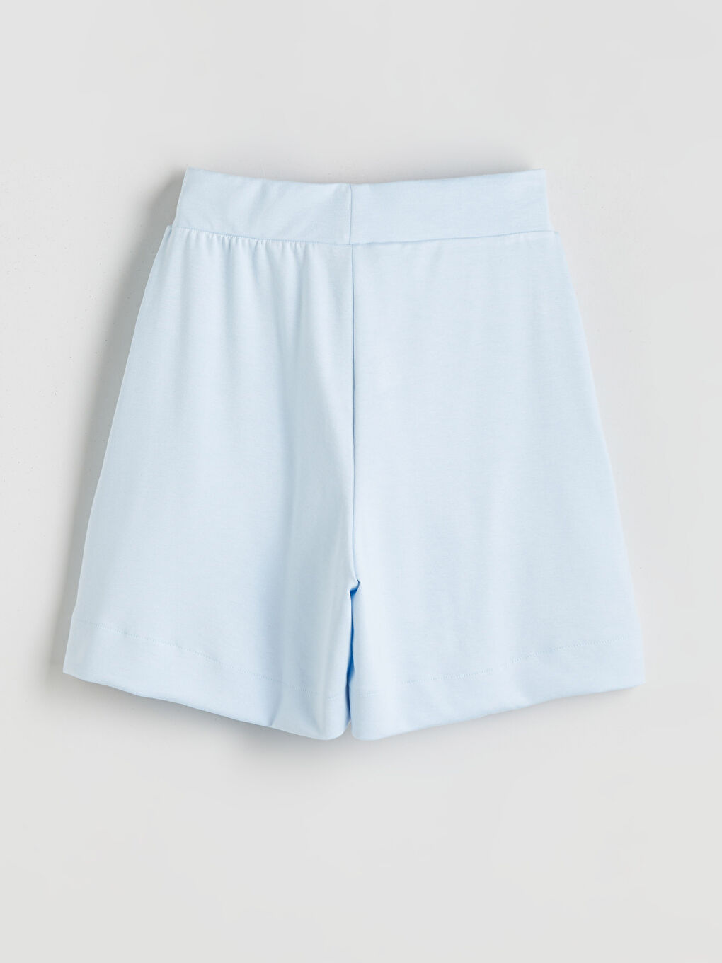 Mavi Beli Lastikli Kadın Şort-5