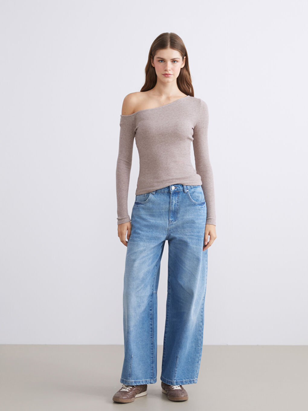 Slash Neck Ribbed Women's Body-1
