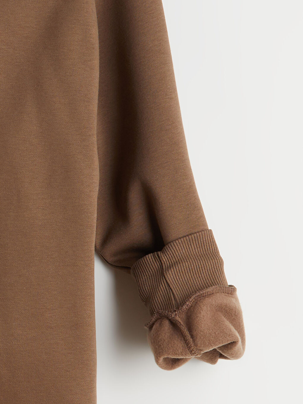 Kahverengi Baskılı Oversize Kadın Kalın Hoodie-5