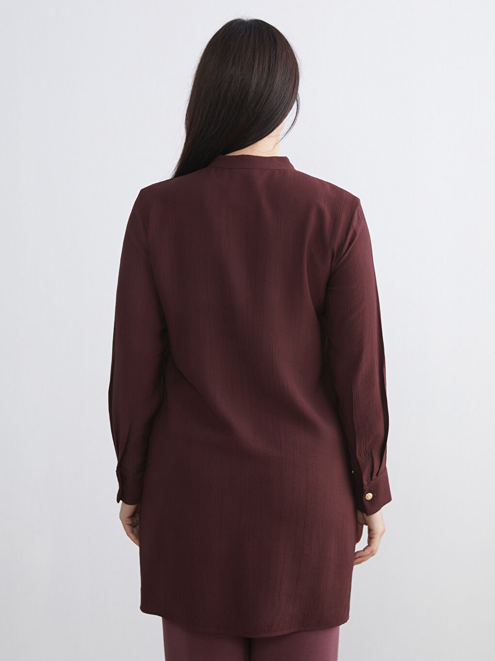 تُونِيك قميصية نسائية بياقة قائمة وبنسيج-3