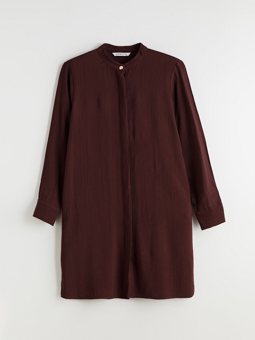 تُونِيك قميصية نسائية بياقة قائمة وبنسيج-4