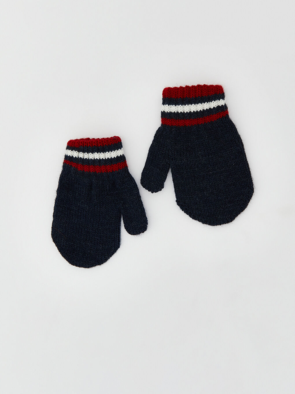 Lacivert Çizgili Erkek Bebek Triko Eldiven