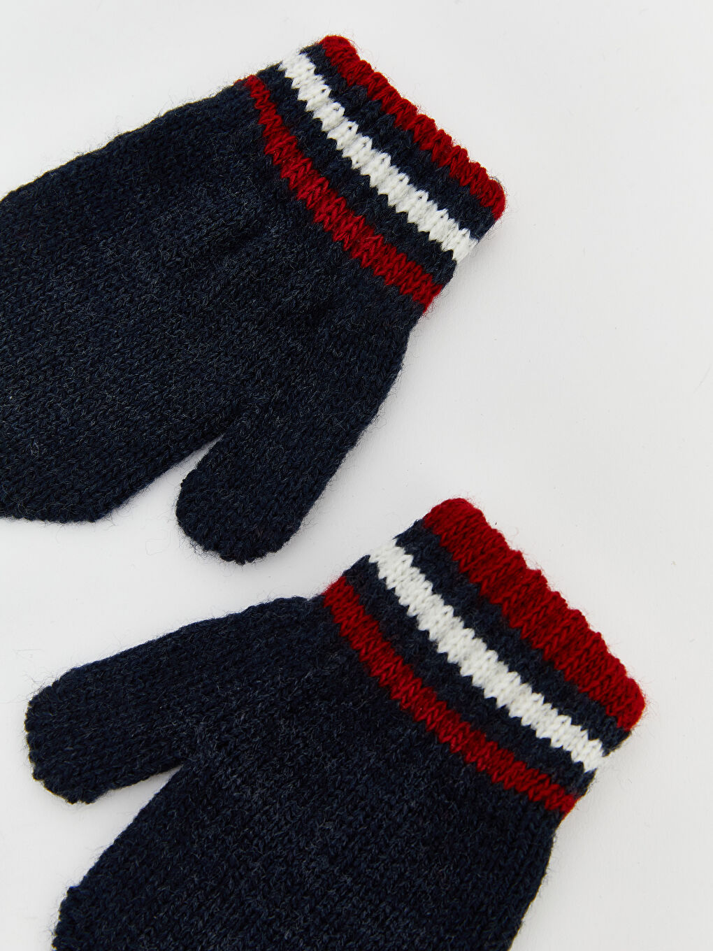 Lacivert Çizgili Erkek Bebek Triko Eldiven-1