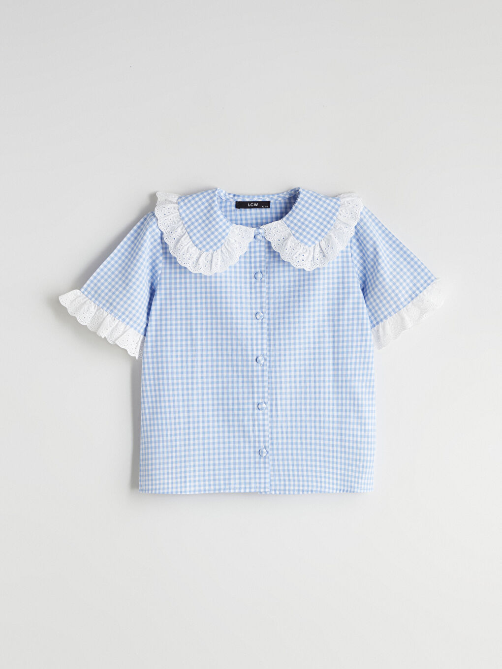 Рубашка в клетку с воротником Питер Пэн для девочек