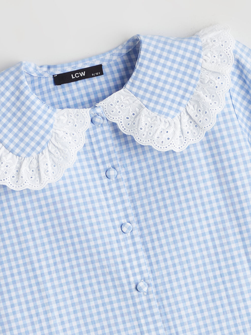 Рубашка в клетку с воротником Питер Пэн для девочек-1