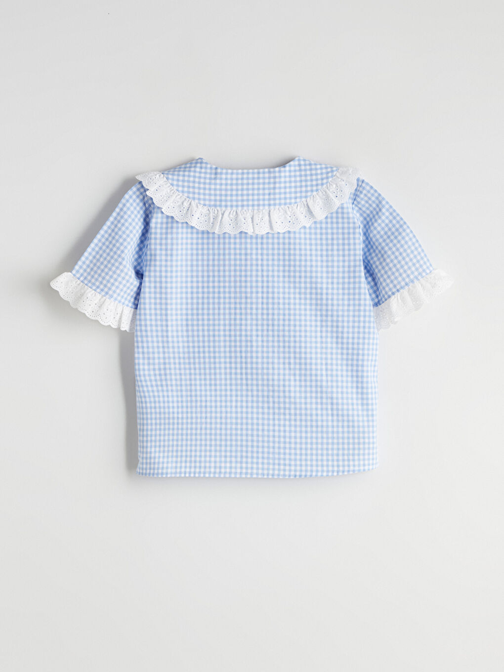 Рубашка в клетку с воротником Питер Пэн для девочек-2