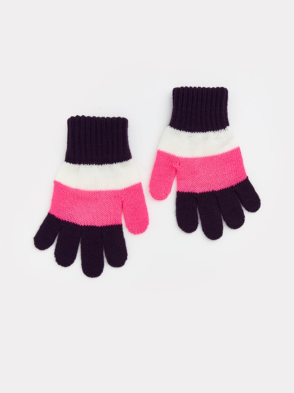 Karışık Renk Bloklu Kız Bebek Triko Eldiven