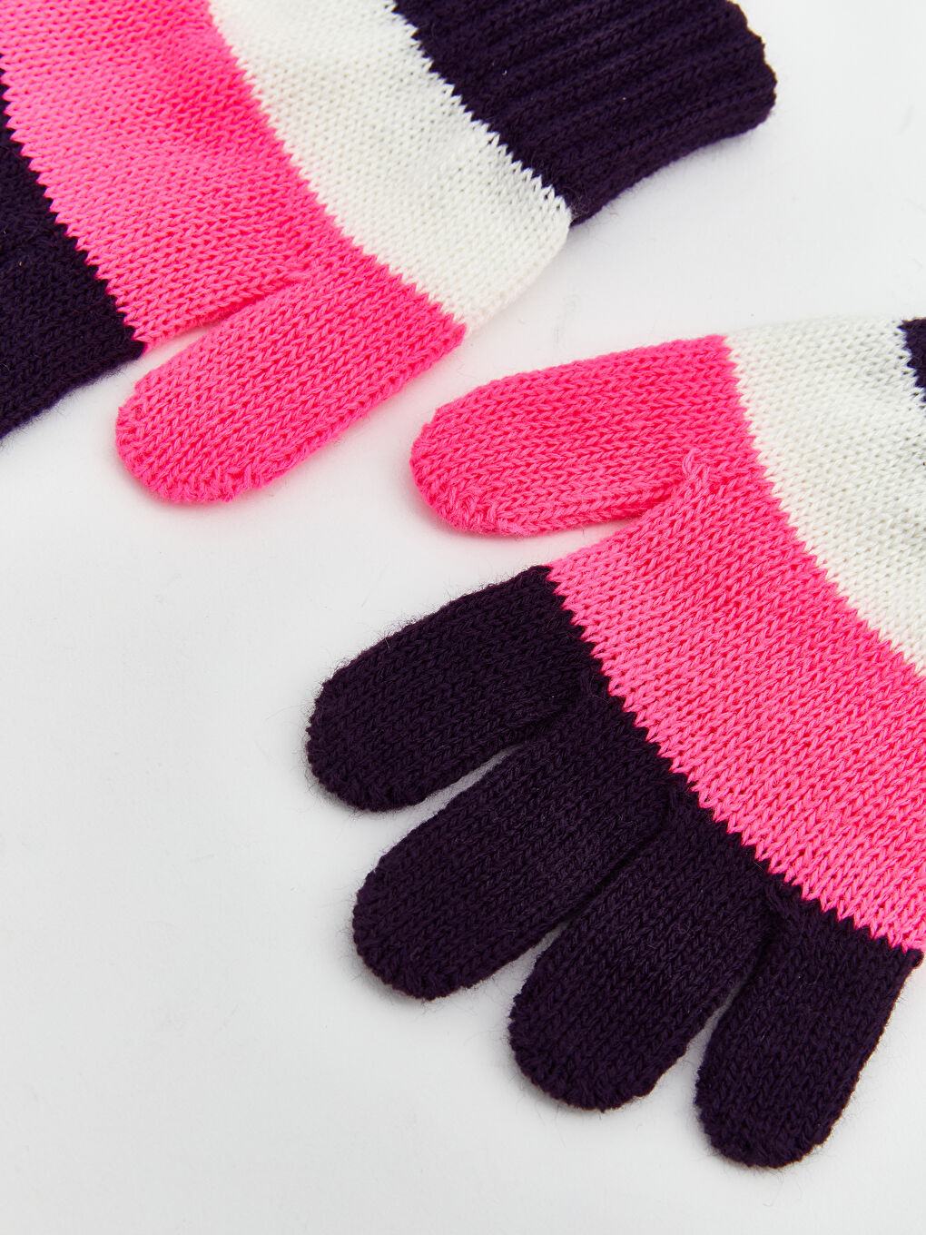 Karışık Renk Bloklu Kız Bebek Triko Eldiven-1
