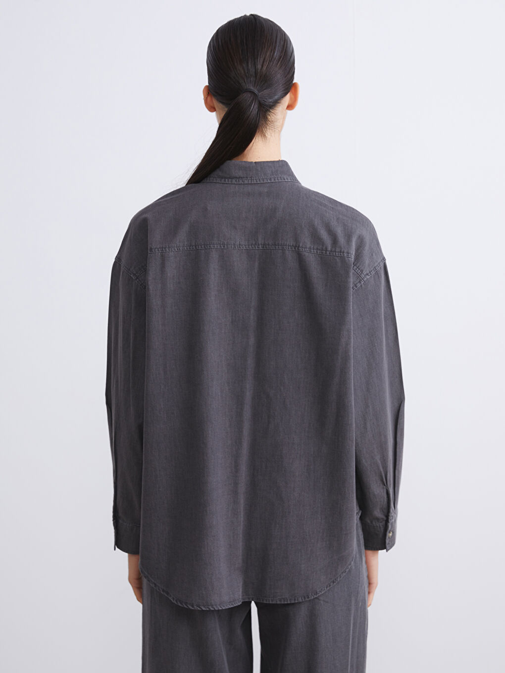 تونيك جينز ياقة بلي كول أوفرسايز نساء-3