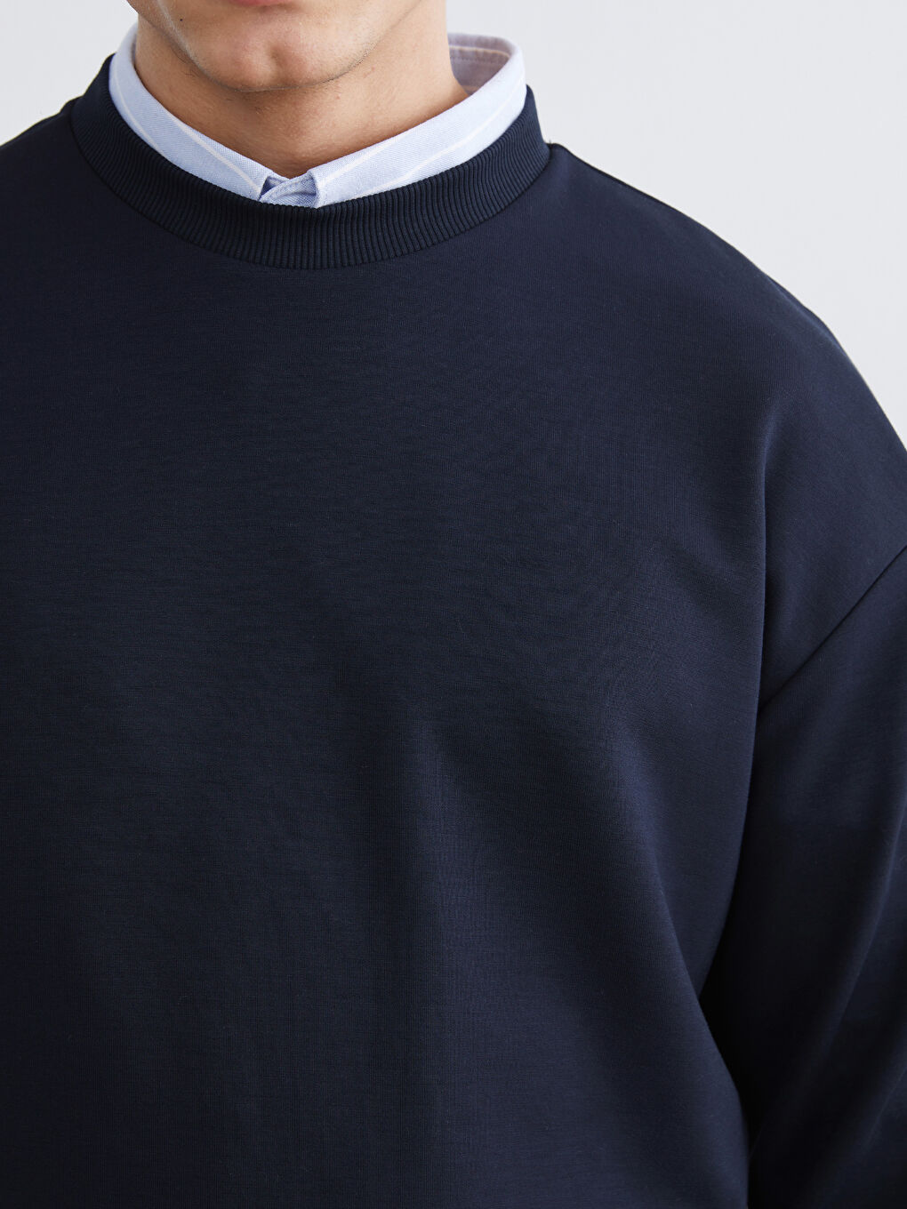 Lacivert Bisiklet Yaka Erkek Sweatshirt-2