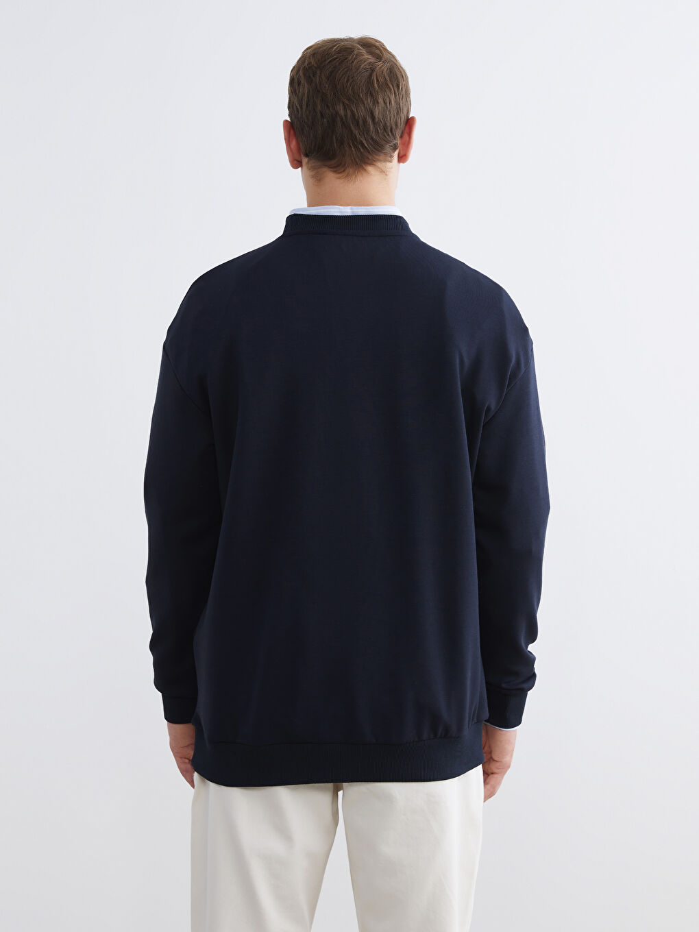 Lacivert Bisiklet Yaka Erkek Sweatshirt-3