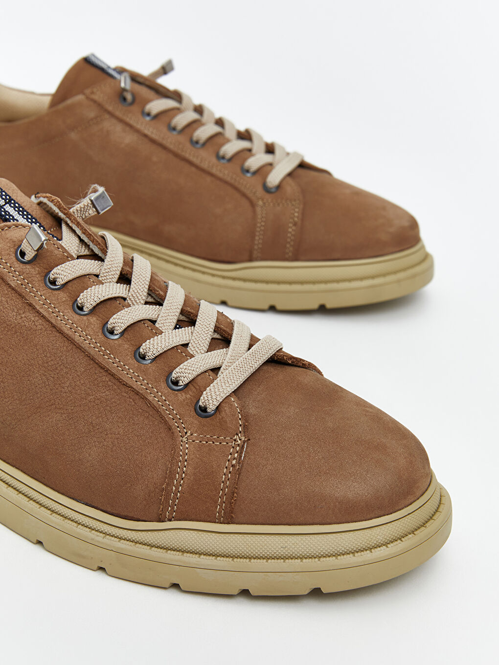 Bej Nubuk Deri Erkek Spor Ayakkabı-2