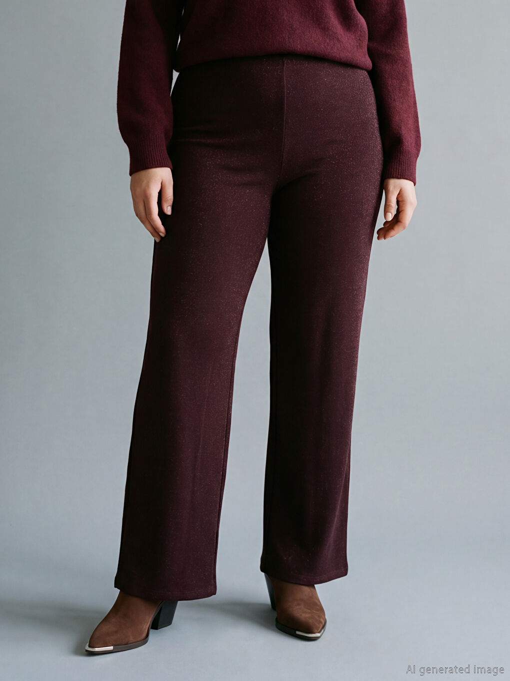 Дамски панталони с пайети и свободна кройка-5