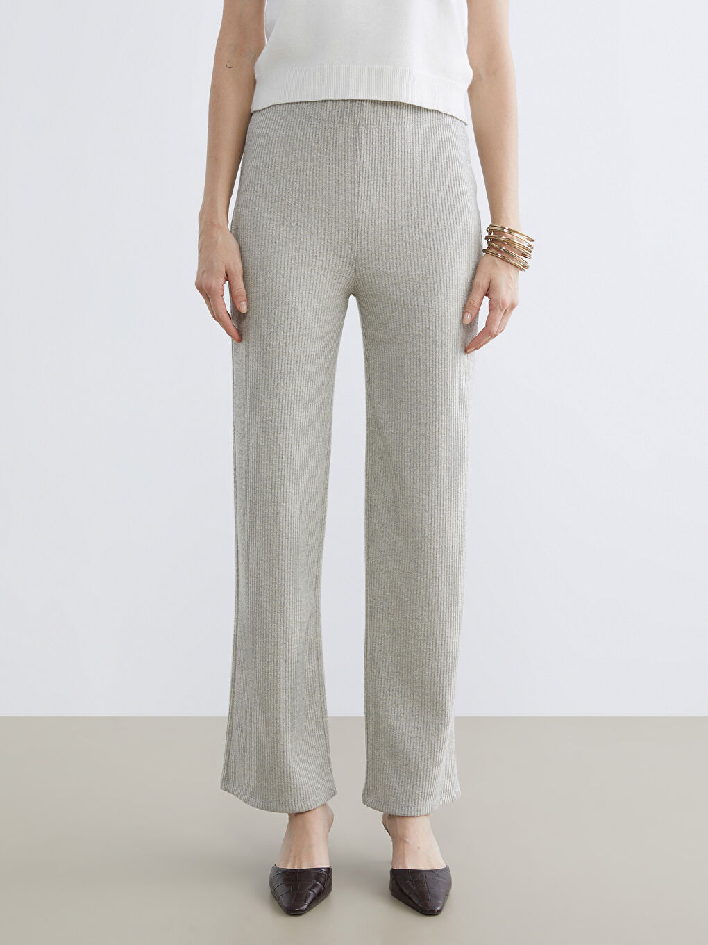 Elastic Waist Wide Leg Women's Trousers-1