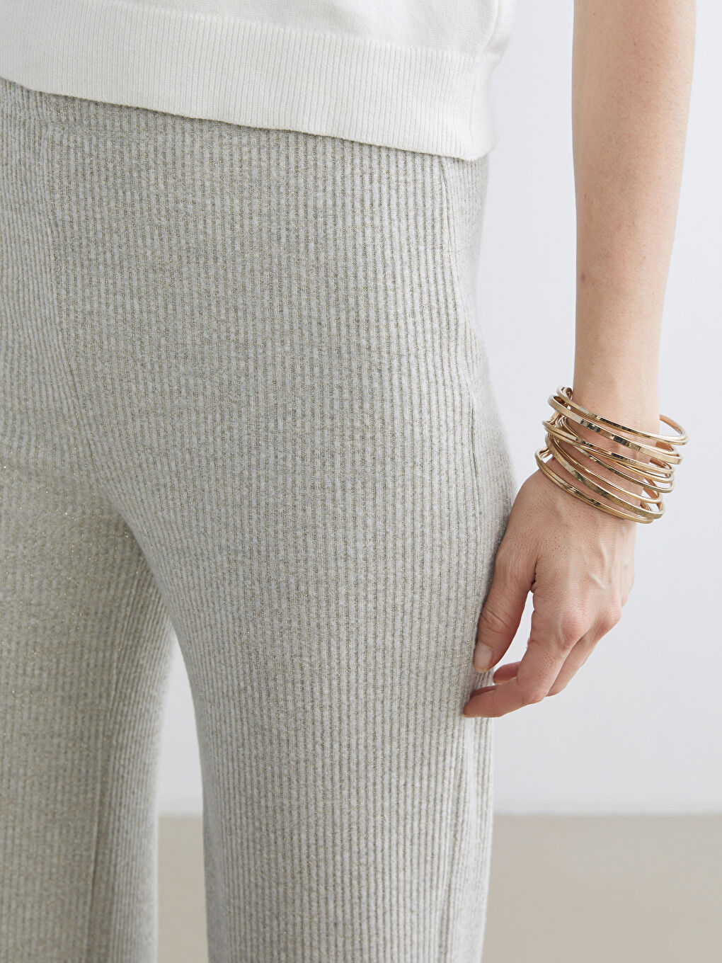 Elastic Waist Wide Leg Women's Trousers-2