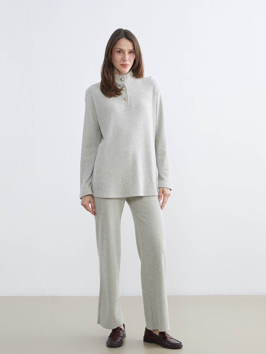 Pantalon à Taille Élastiquée à Jambe Large pour Femmes