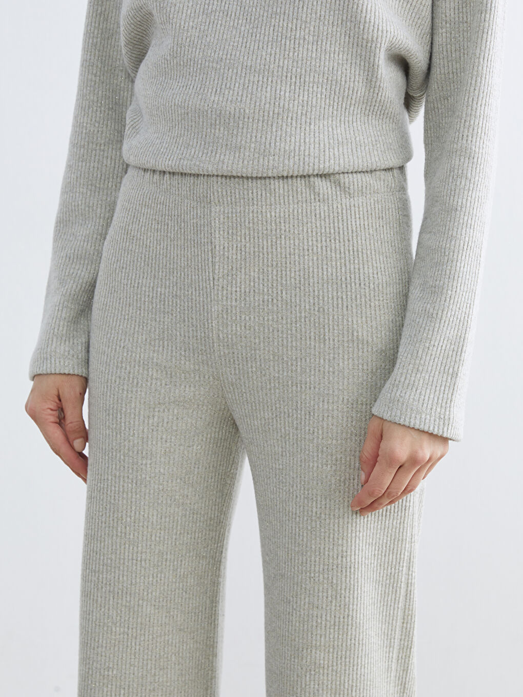 Pantalon à Taille Élastiquée à Jambe Large pour Femmes-2