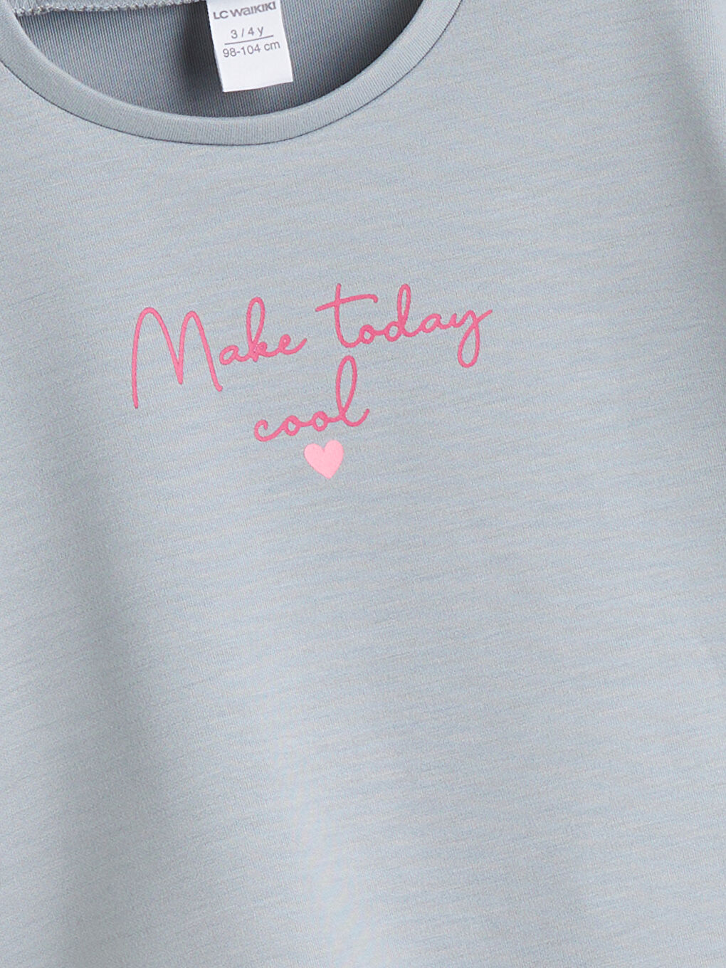 Gri Bisiklet Yaka Kız Çocuk Tişört-1
