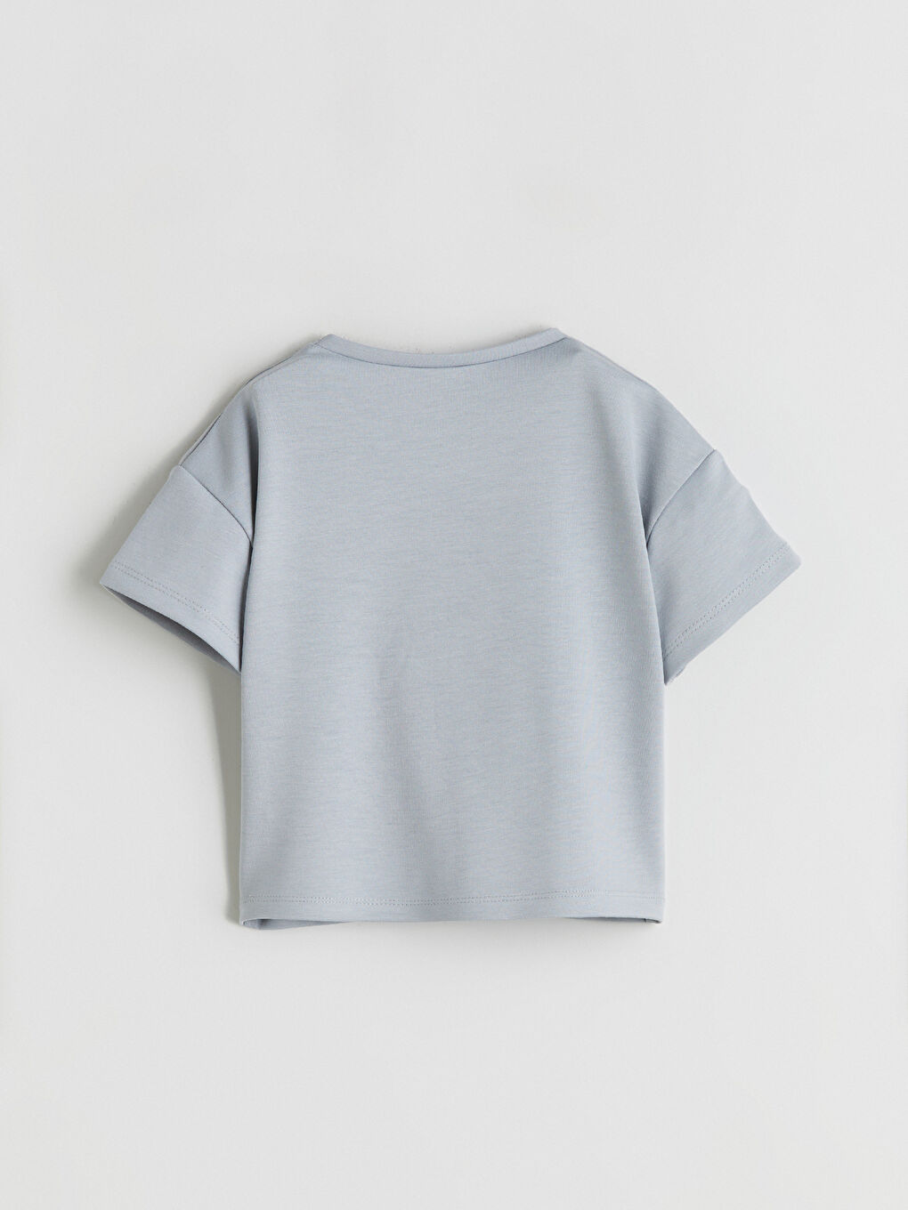 Gri Bisiklet Yaka Kız Çocuk Tişört-2