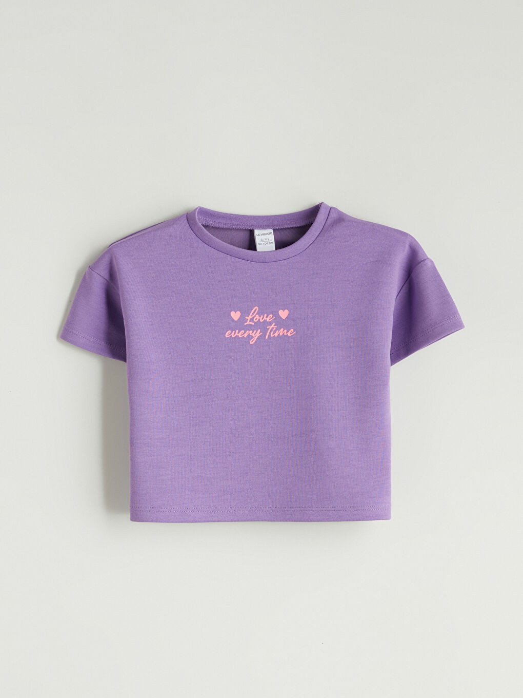 Mor Bisiklet Yaka Baskılı Kız Çocuk Tişört ve Pantolon 2'li-1