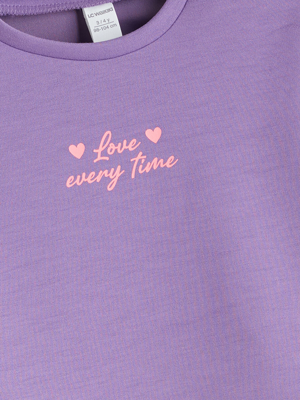 Mor Bisiklet Yaka Baskılı Kız Çocuk Tişört ve Pantolon 2'li-2