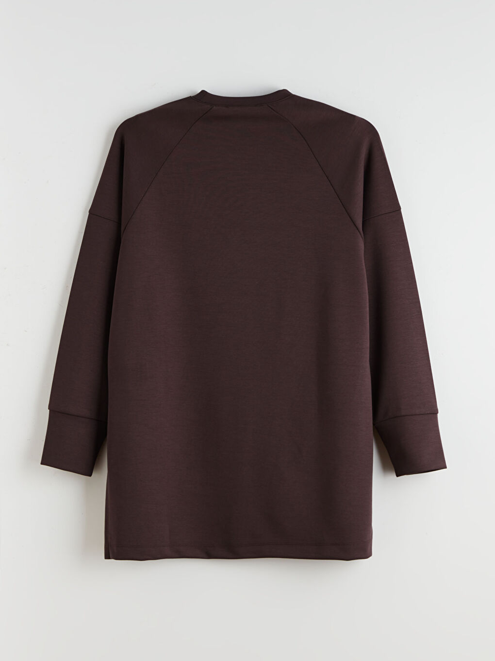 Kahverengi Bisiklet Yaka Oversize Kadın Sweatshirt Tunik-5