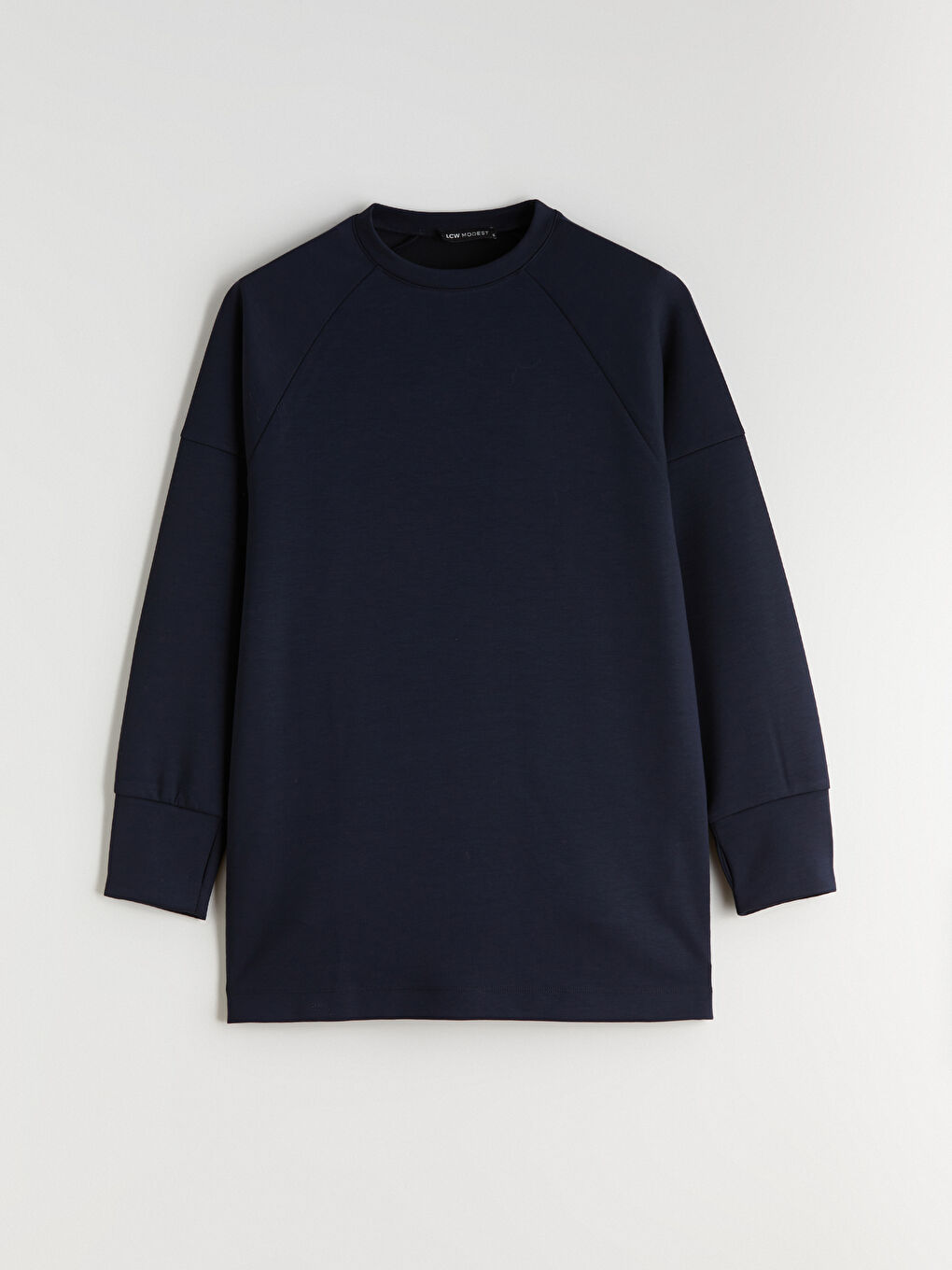 Lacivert Bisiklet Yaka Oversize Kadın Sweatshirt Tunik-4