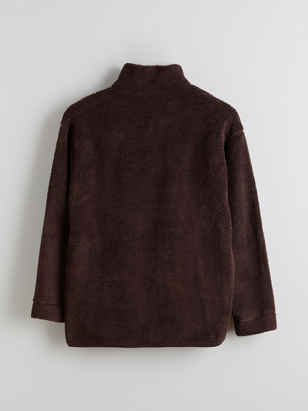 Kahverengi Dik Yaka Kadın Polar Hırka-6