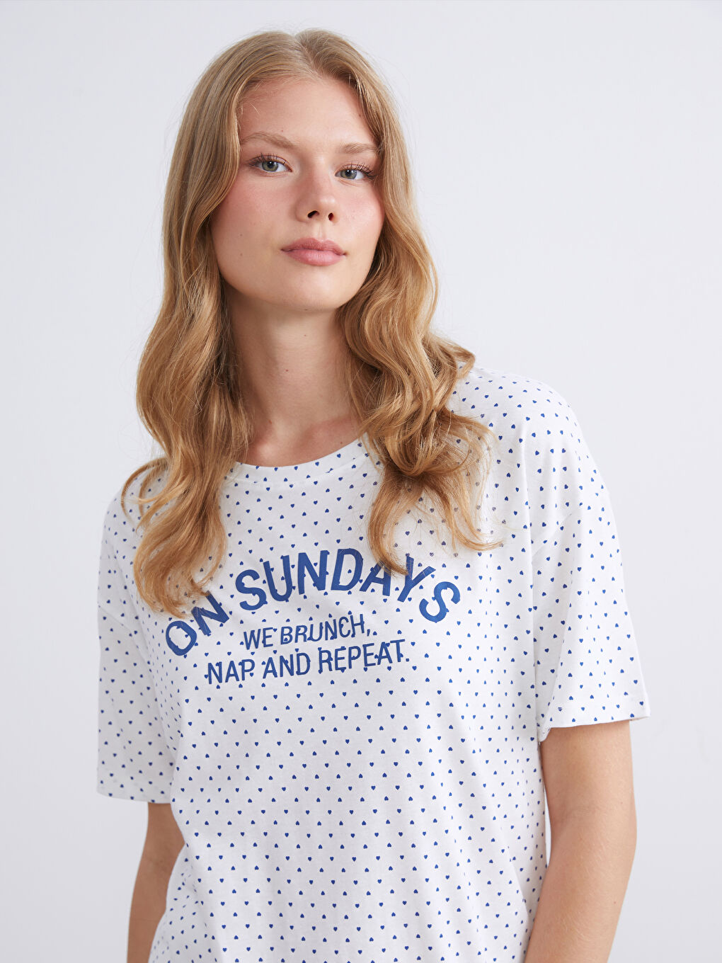 Ekru Kalp Baskılı Kadın Şortlu Pijama Takımı-2