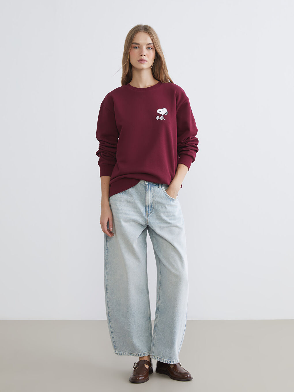 Snoopy Printed Oversize Women's Thick Sweatshirt-2