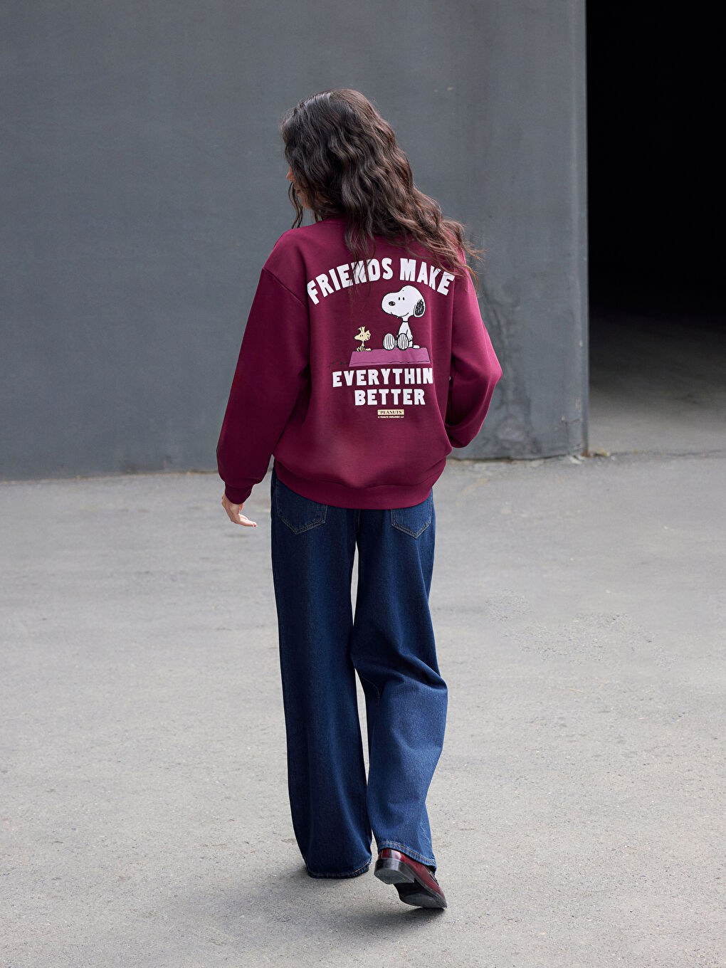 Snoopy Printed Oversize Women's Thick Sweatshirt