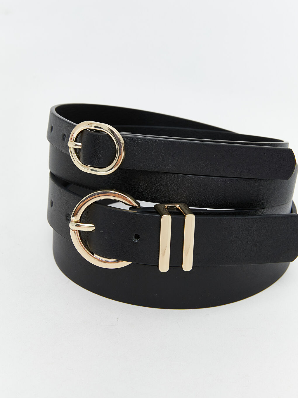 Faux Leather Women's Belt 2 Pack-2