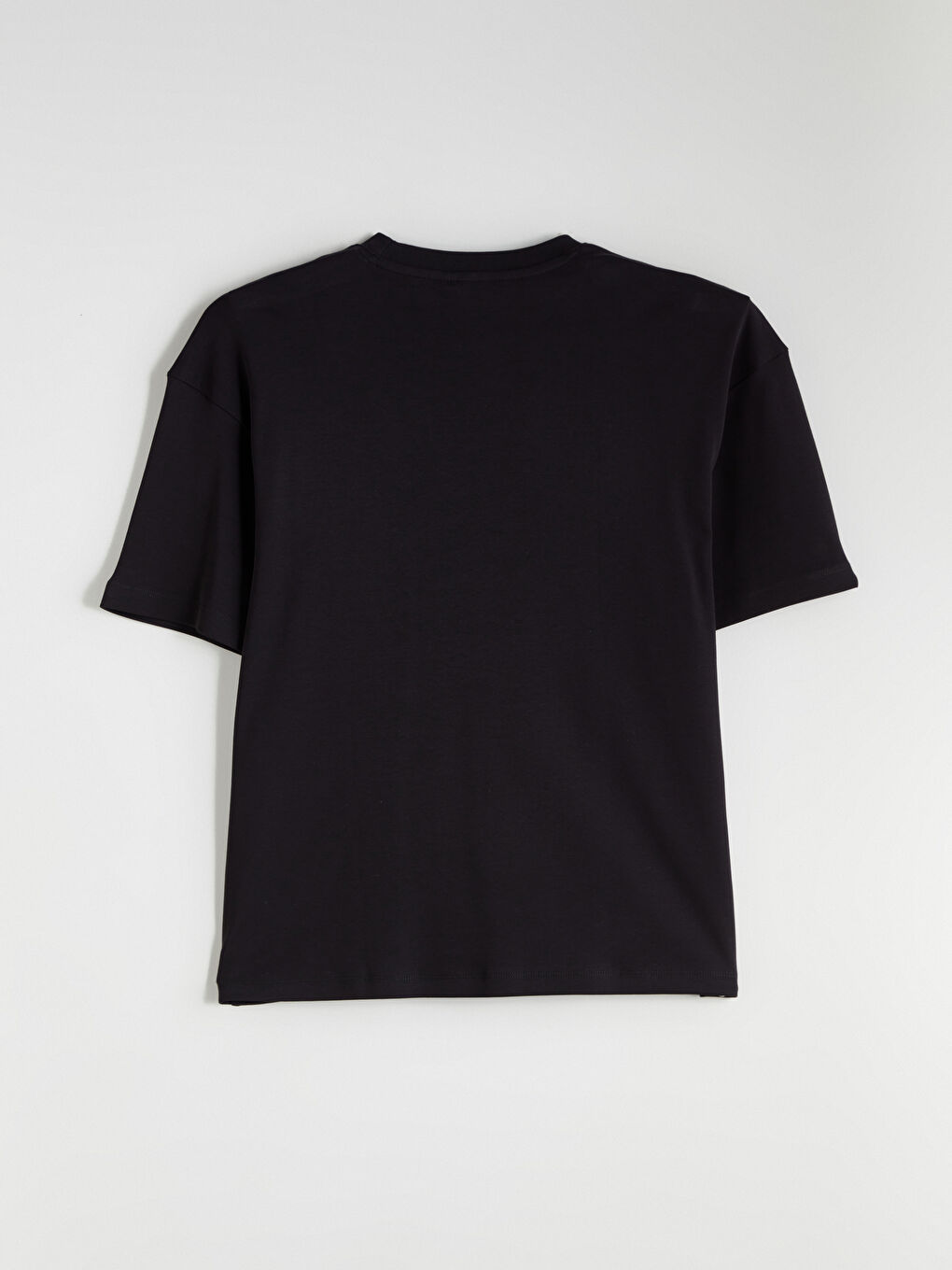 Siyah Bisiklet Yaka Erkek Tişört-5