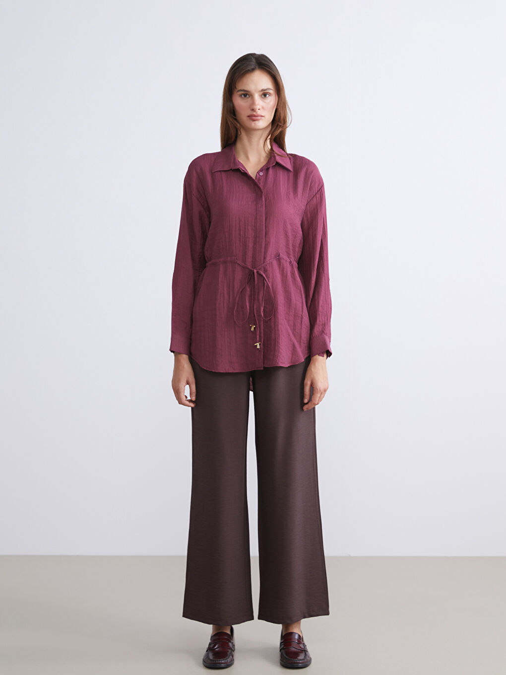 Kırmızı Dokulu Kadın Gömlek Tunik-2