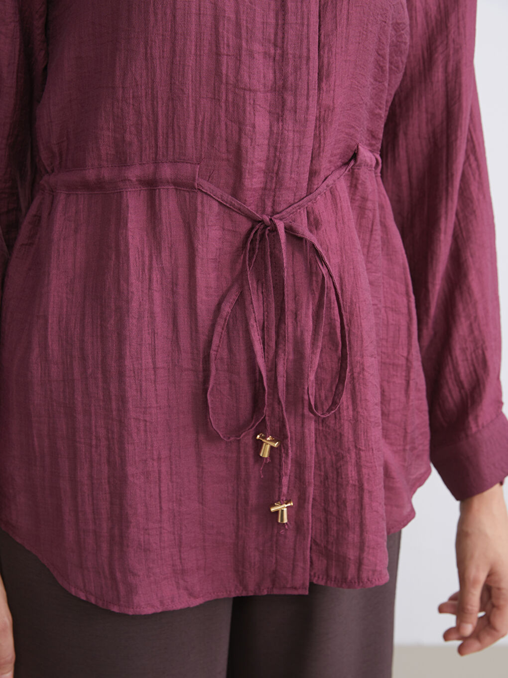 Kırmızı Dokulu Kadın Gömlek Tunik-3