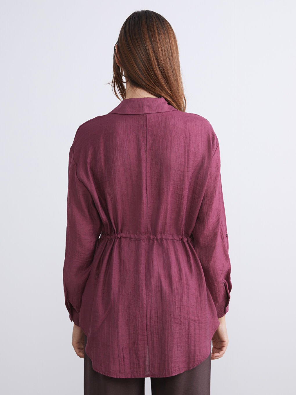 Kırmızı Dokulu Kadın Gömlek Tunik-4