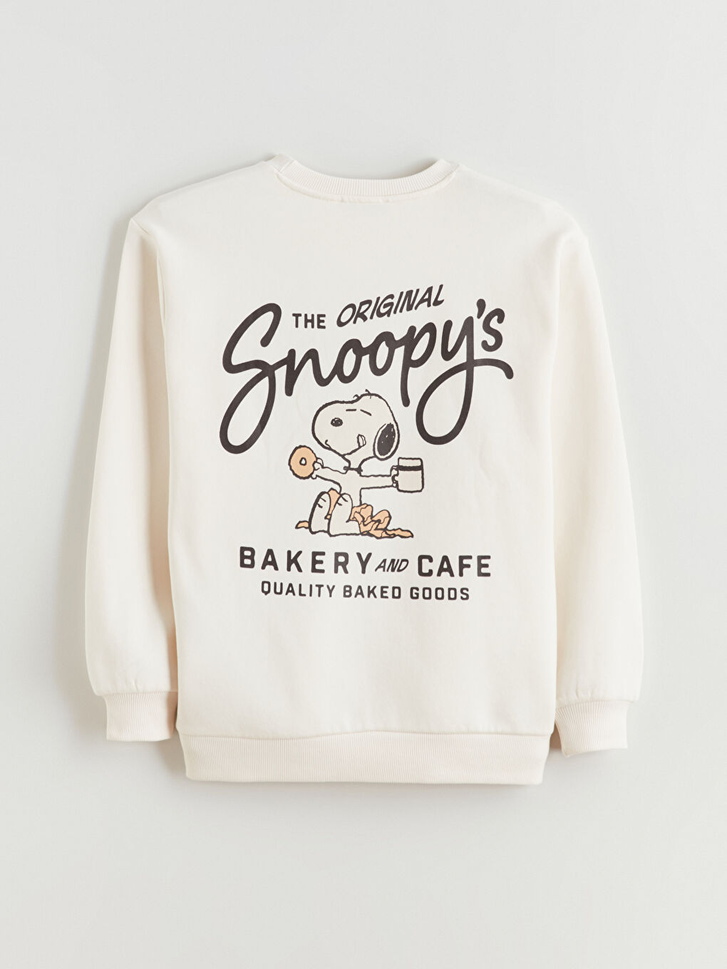 Bej Snoopy Baskılı Oversize Kadın Kalın Sweatshirt-7