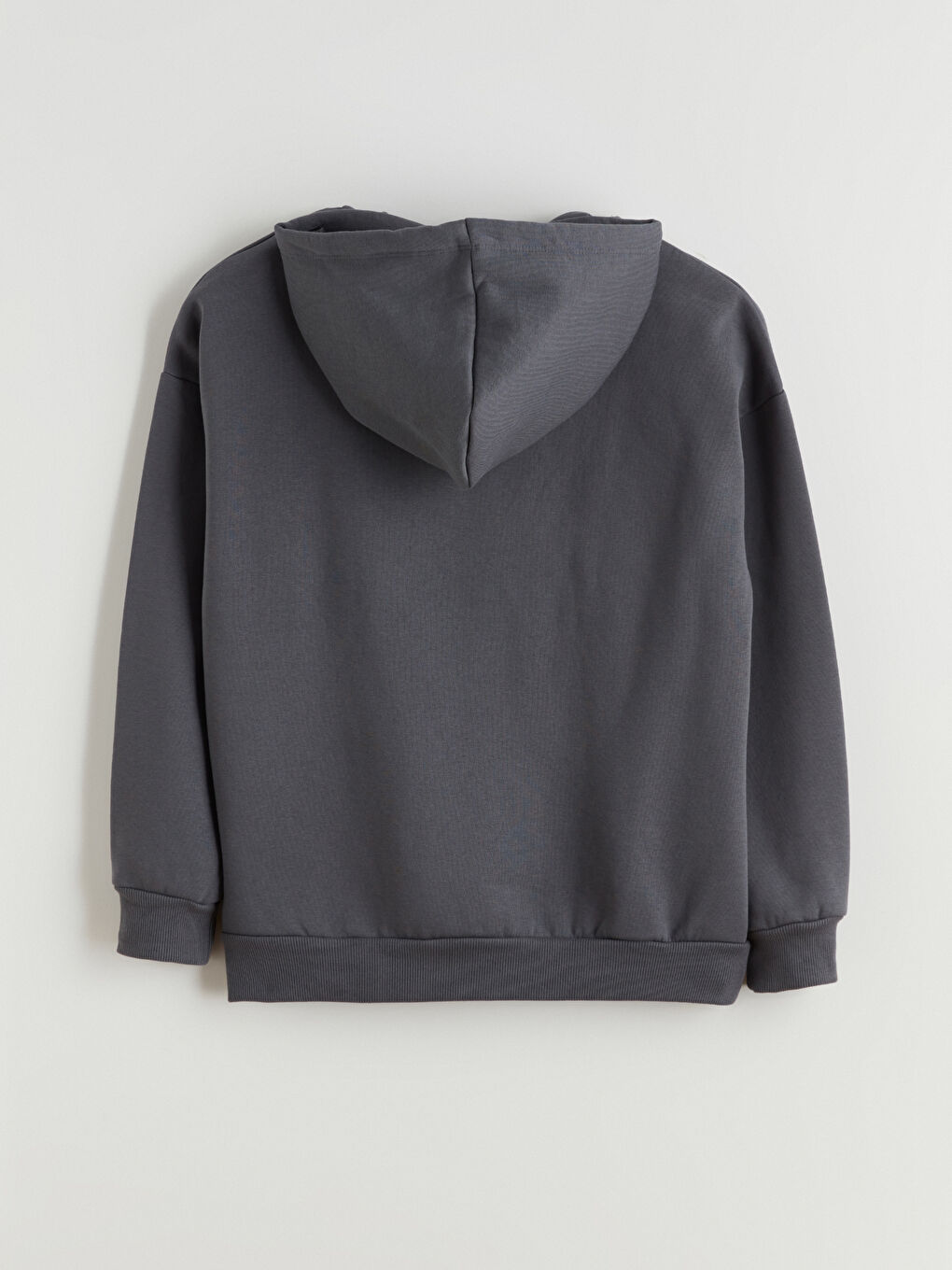 Antrasit Stitch Baskılı Oversize Kadın Kalın Hoodie-7