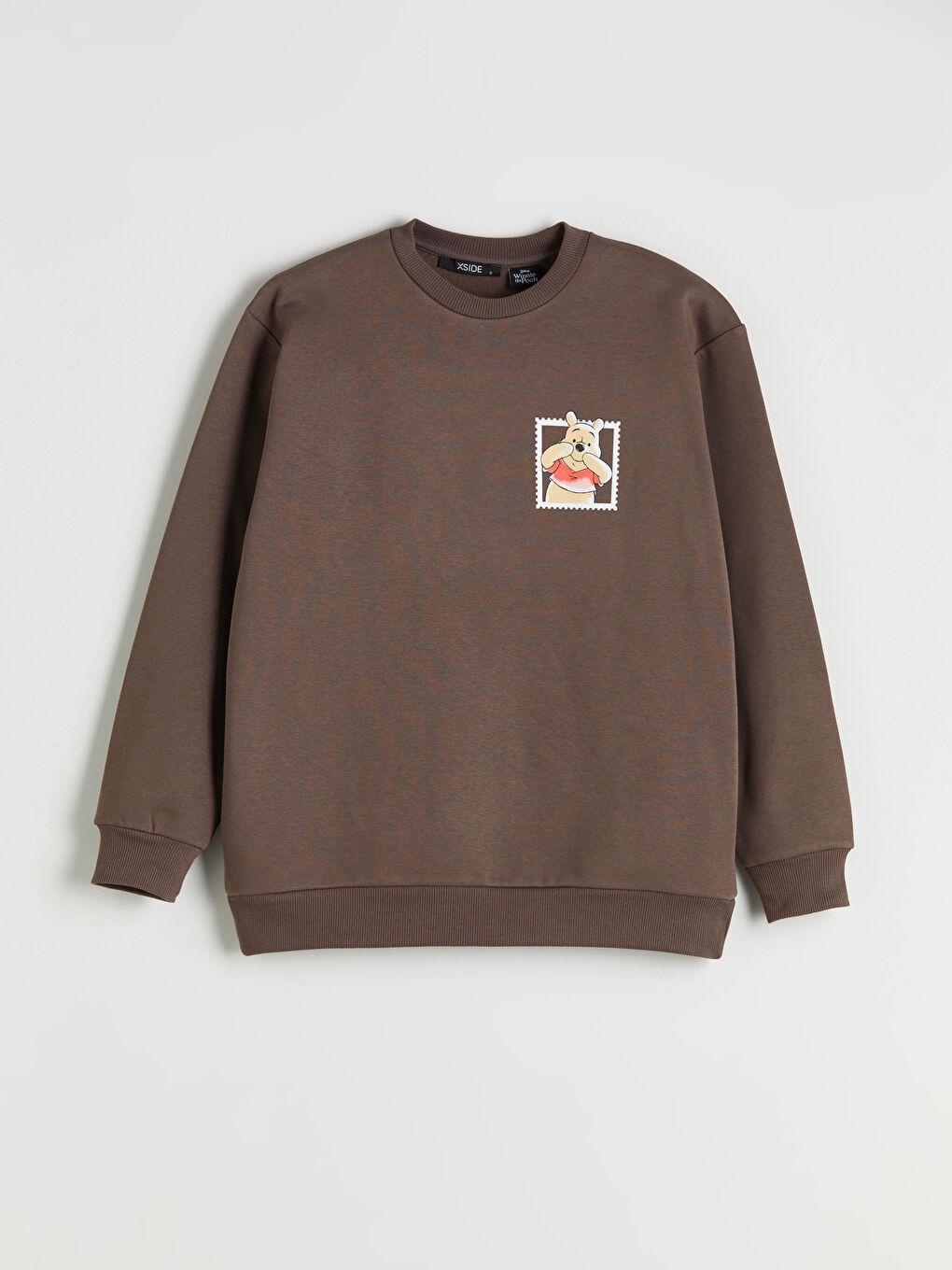 Kahverengi Winnie the Pooh Baskılı Oversize Kadın Kalın Sweatshirt-6