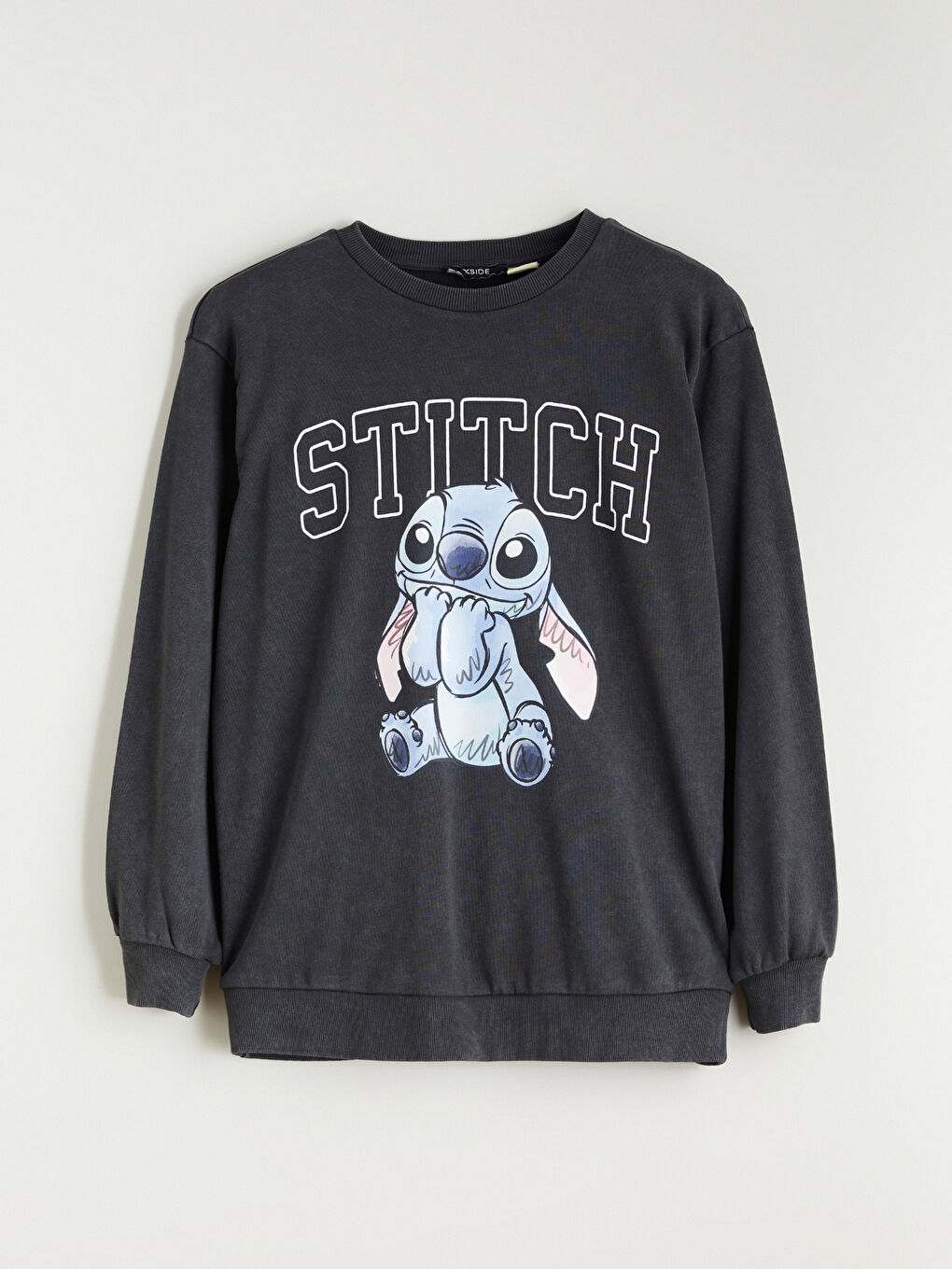 Antrasit Stitch Baskılı Oversize Kadın Sweatshirt-4