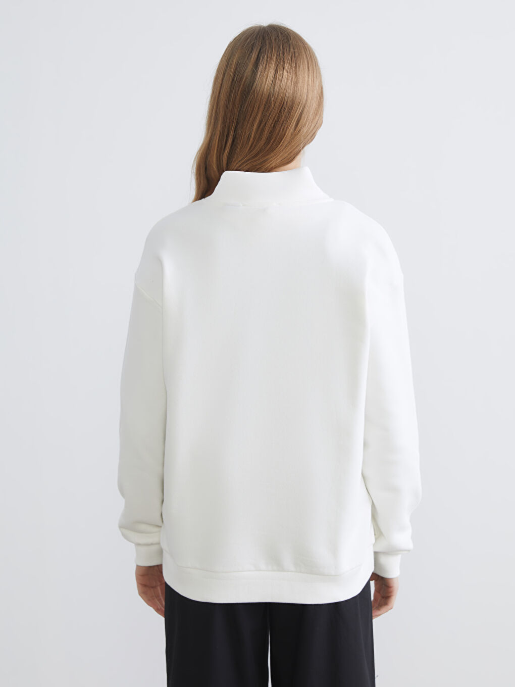 Ekru Mickey Mouse Baskılı Kadın Kalın Sweatshirt-4