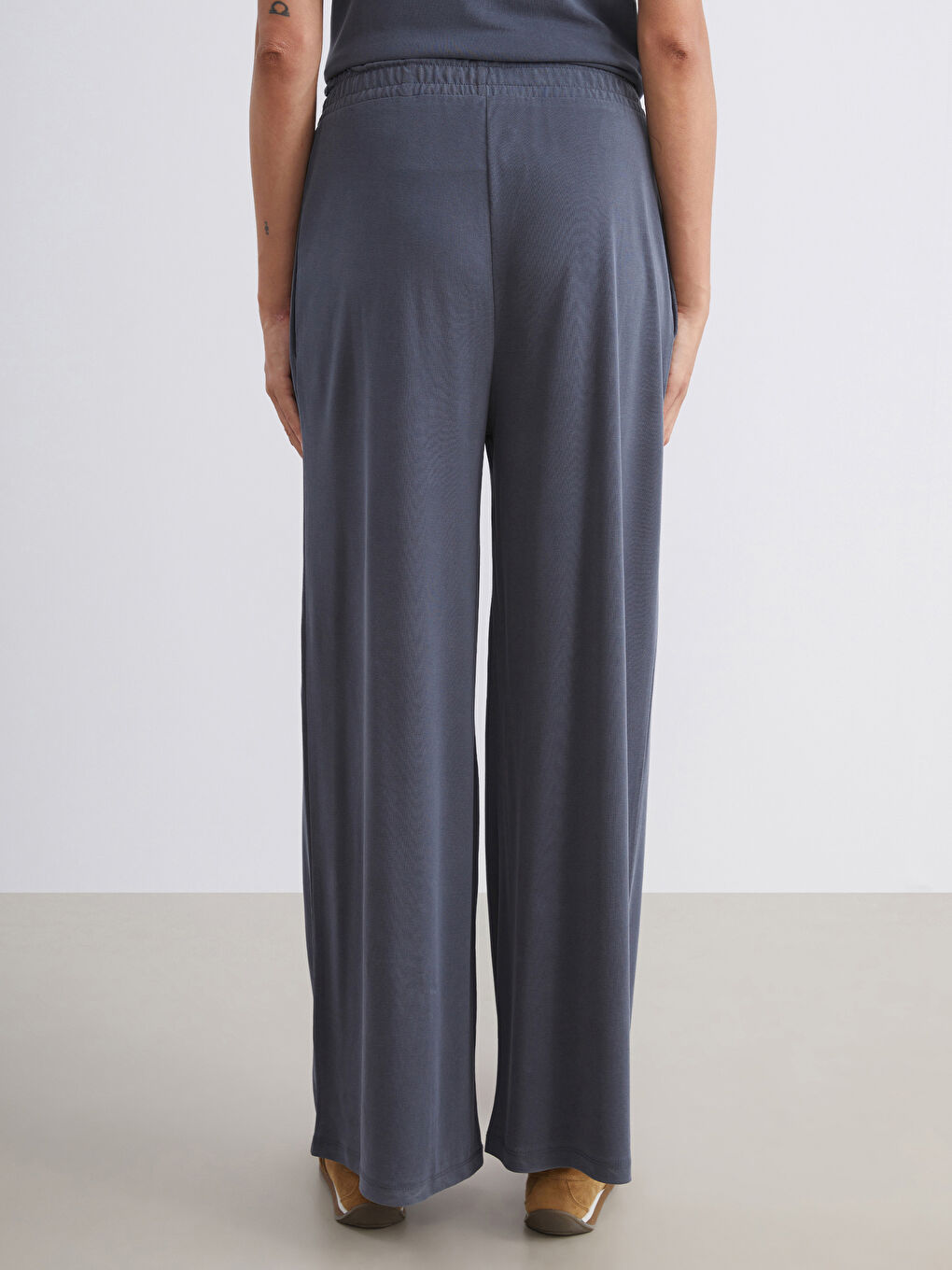 Antrasit Beli Lastikli Modal Karışımlı Kadın Eşofman Altı-3