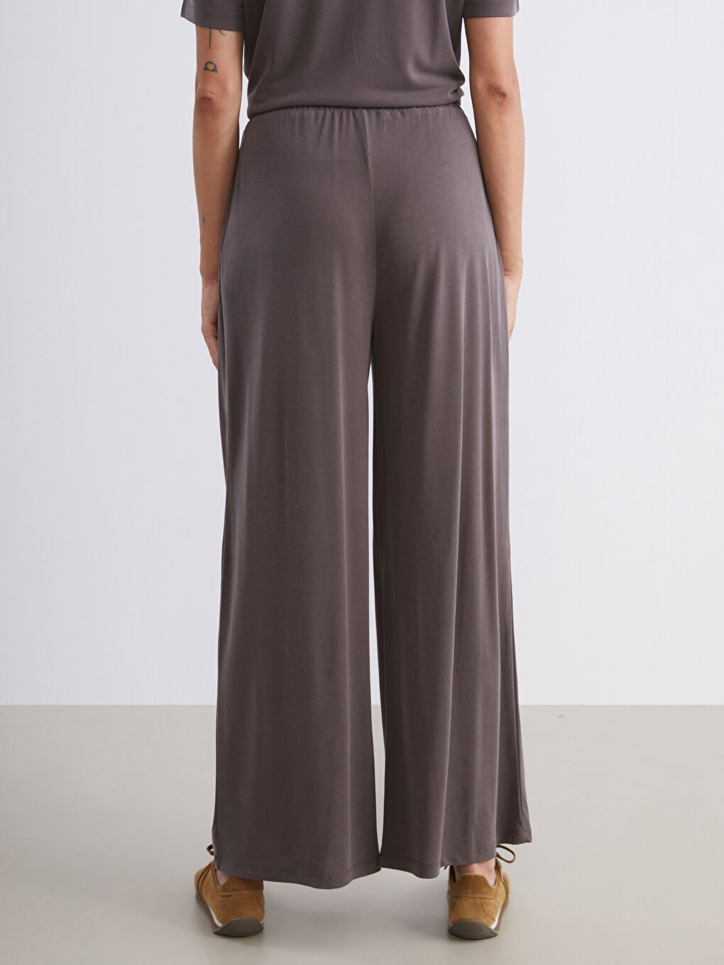 Kahverengi Beli Lastikli Modal Karışımlı Kadın Eşofman Altı-3