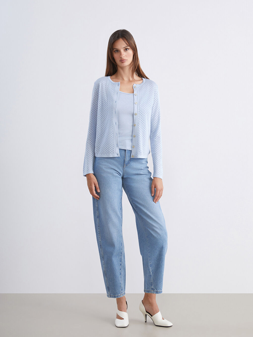 Mavi Bisiklet Yaka Ajurlu Kadın Triko Hırka-1