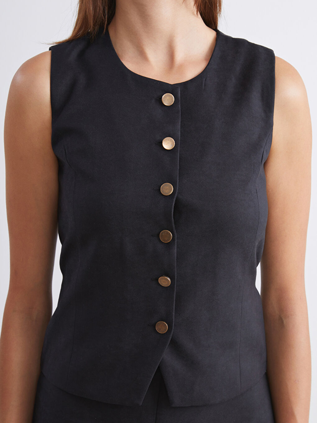 Siyah Bisiklet Yaka Kadın Yelek-2