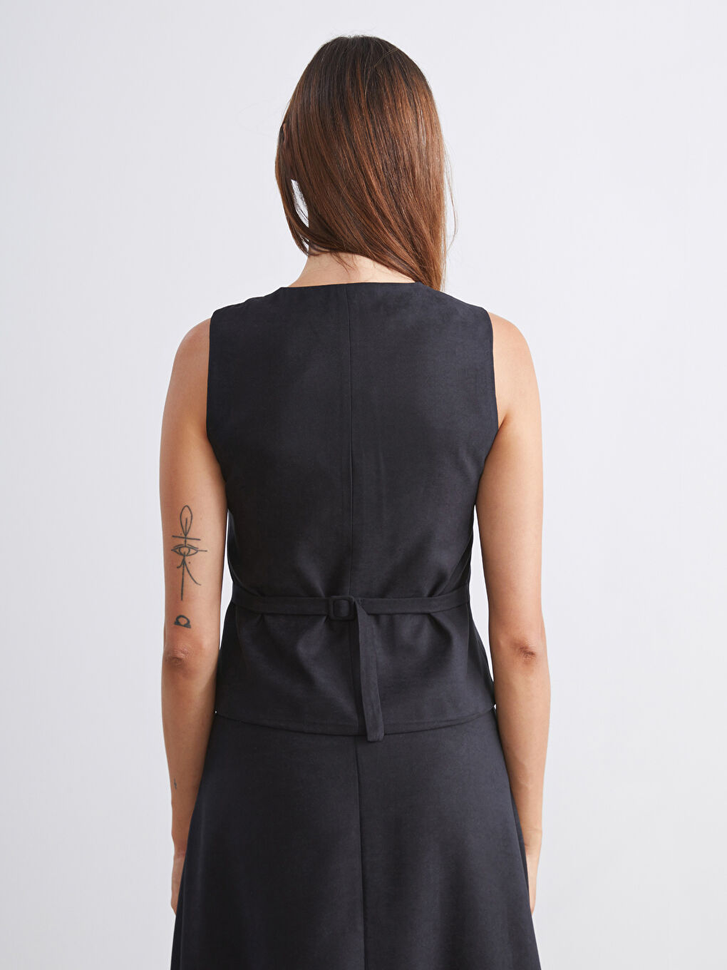 Siyah Bisiklet Yaka Kadın Yelek-3