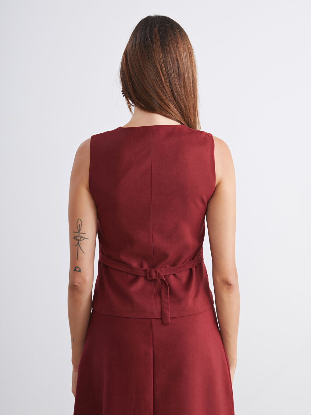 Bordo Bisiklet Yaka Kadın Yelek-3