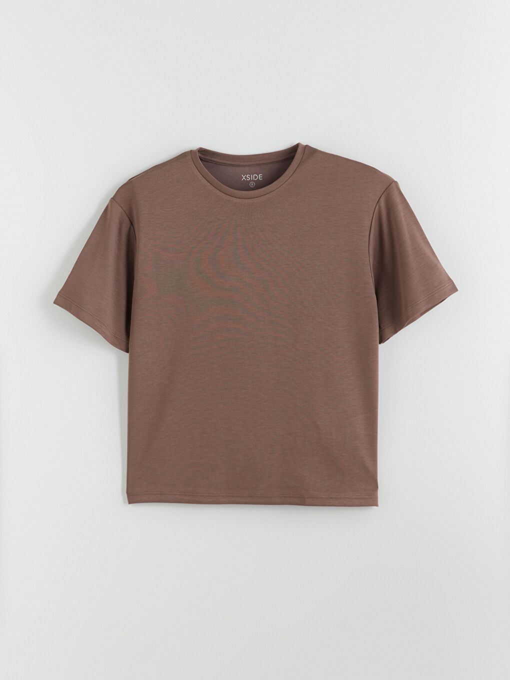 Kahverengi Bisiklet Yaka Kadın Tişört-4