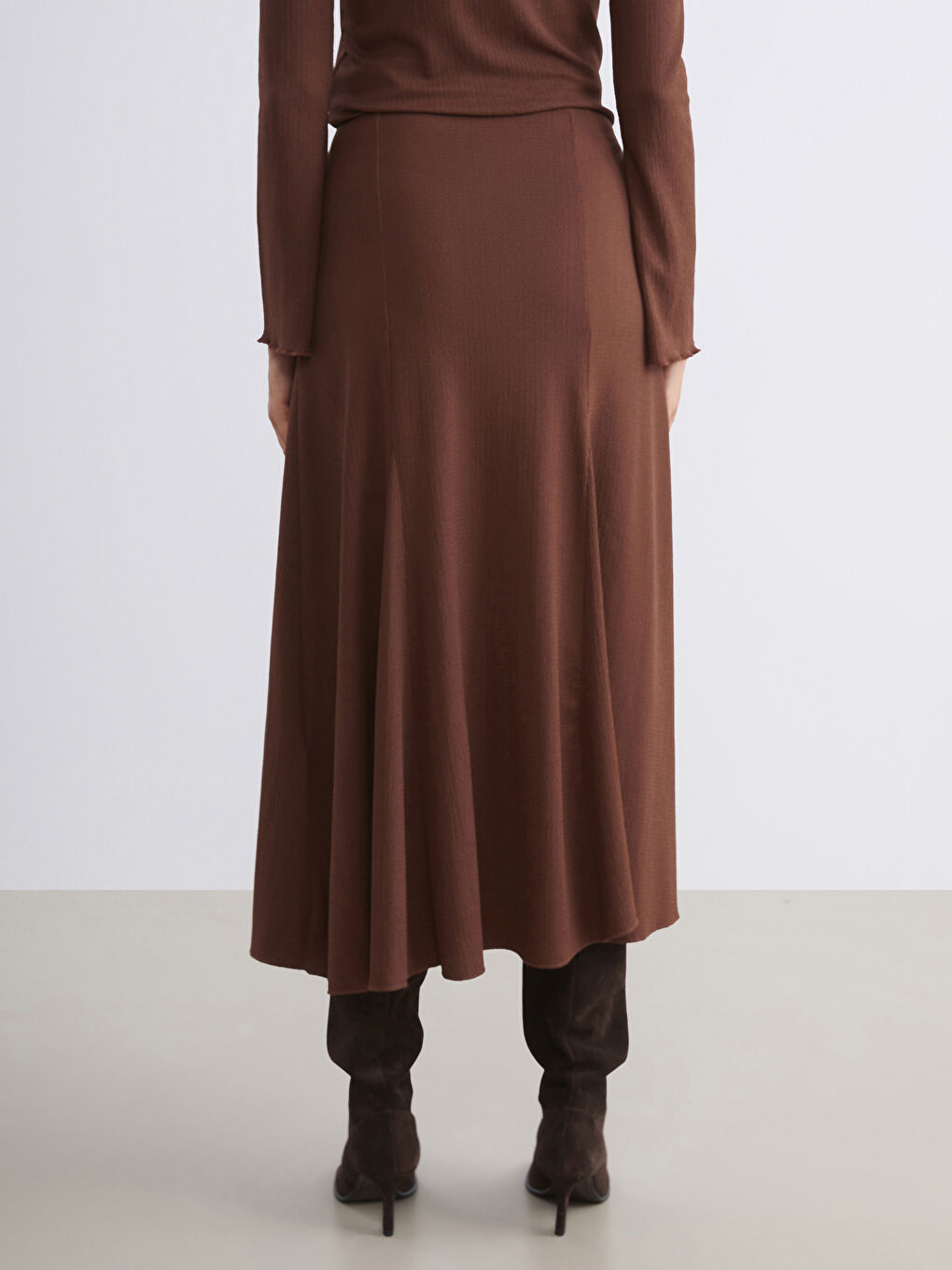 Kahverengi Beli Lastikli Dokulu Pileli Etek-3